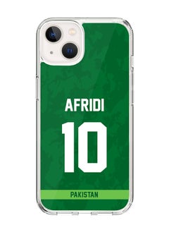 Classic Clear Case Compatible With iPhone 15 Plus , Hybrid Soft Case Transparent Cover - Player Name - AFRIDI, Jersey Number- 10