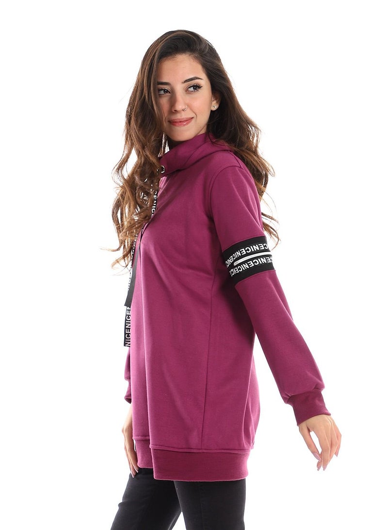 سيزار هود حريمي مزود بغطاء للرأس وشريط مطبوع حروف - Image 2