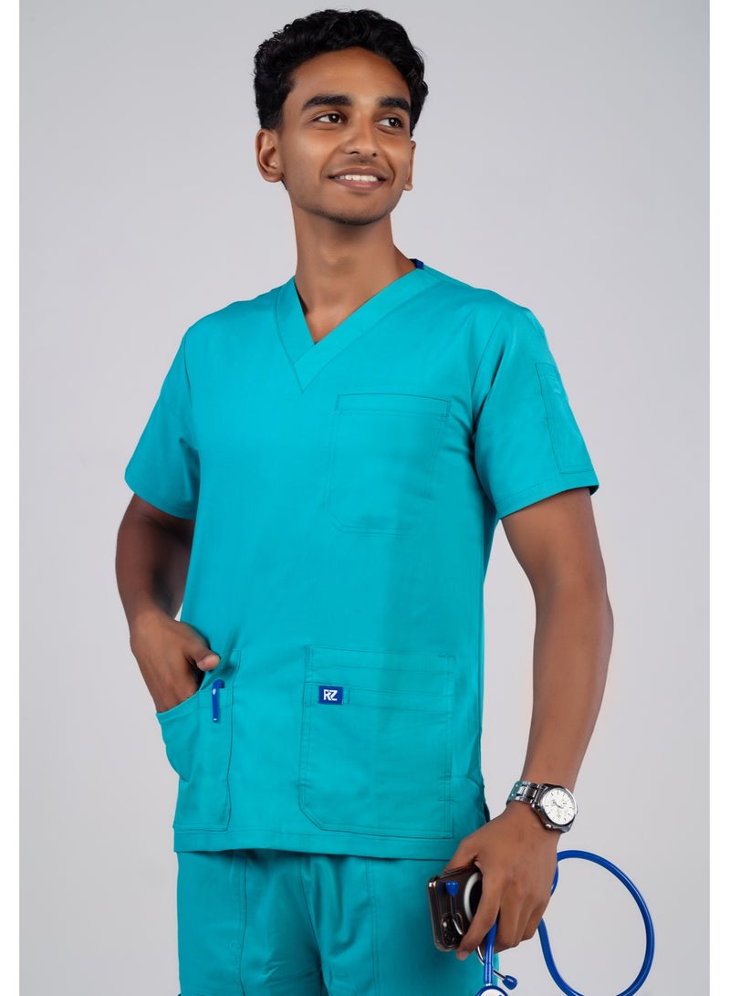 RZ The ideal choice for medical professionals is a medical scrub  for men, in turquoise color.  - Image 1