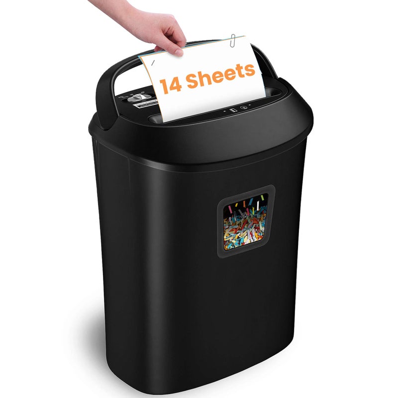 VidaTeco Paper Shredder 14-Sheet Cross-Cut Shredder with US Patented Cutter,Also Shreds Card/CD,Heavy Duty Paper Shredding Machine for Home Office,Fast with Jam Proof System,6.6-Gallon Basket (ETL) - Image 1