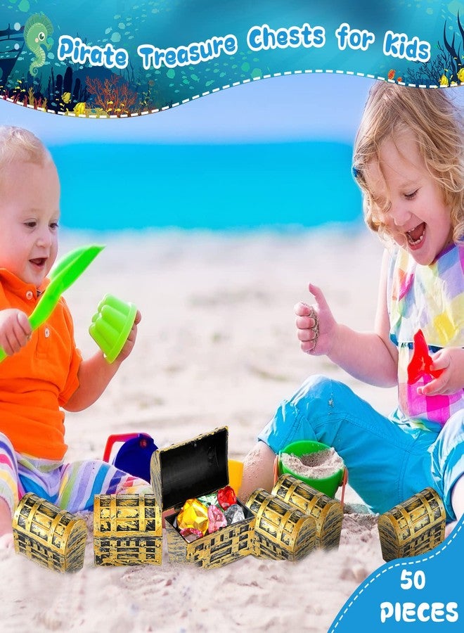 Threan 32 Pieces Mini Pirate Treasure Chests 2.3 Inch Plastic Treasure Chests with a Gold Finish Vintage Pirate Jewelry Box for Halloween Birthday Christmas Party Favors Trinkets Supplies for Boys Girls - Image 5