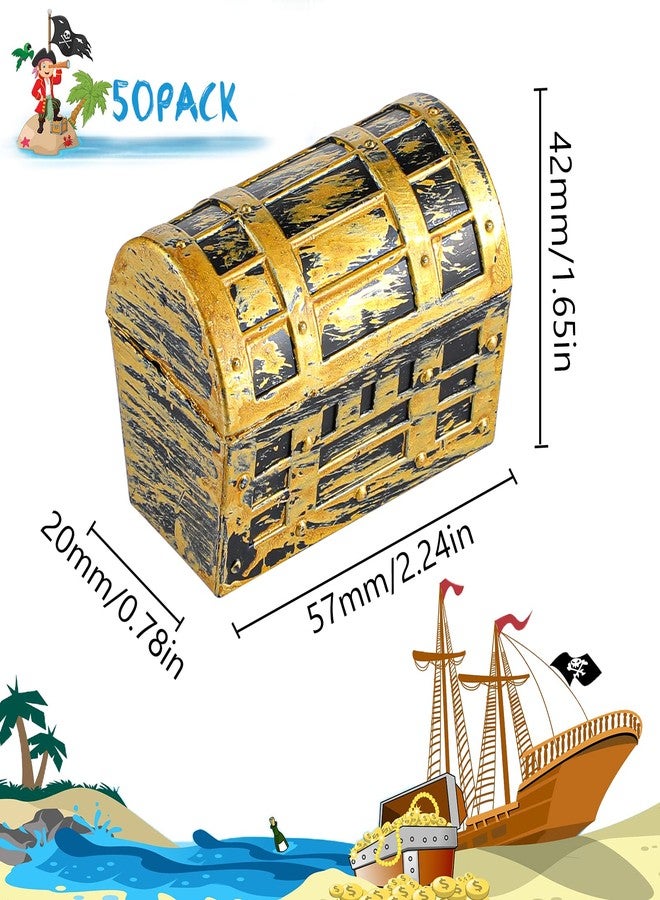 Threan 32 Pieces Mini Pirate Treasure Chests 2.3 Inch Plastic Treasure Chests with a Gold Finish Vintage Pirate Jewelry Box for Halloween Birthday Christmas Party Favors Trinkets Supplies for Boys Girls - Image 2