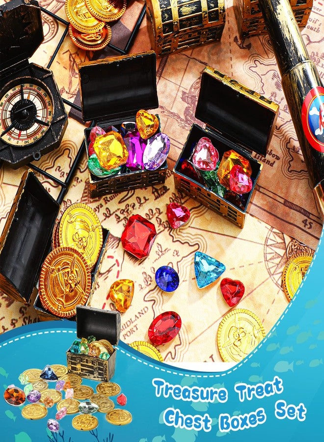 Threan 32 Pieces Mini Pirate Treasure Chests 2.3 Inch Plastic Treasure Chests with a Gold Finish Vintage Pirate Jewelry Box for Halloween Birthday Christmas Party Favors Trinkets Supplies for Boys Girls - Image 4