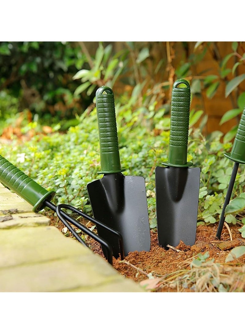 مخطوطات 4 قطع 25 سم مجموعة أدوات الحديقة مجرفة ومجرفة وتشذيب أوراق الشجر ومجرفة مصغرة للحديقة الجنية وزراعة النباتات مجموعة أدوات يدوية، أخضر - Image 4