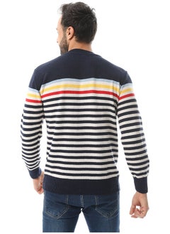Andora Horizon Stripes Pattern Slip On Pullover _ Navy Blue & White  - Image 5