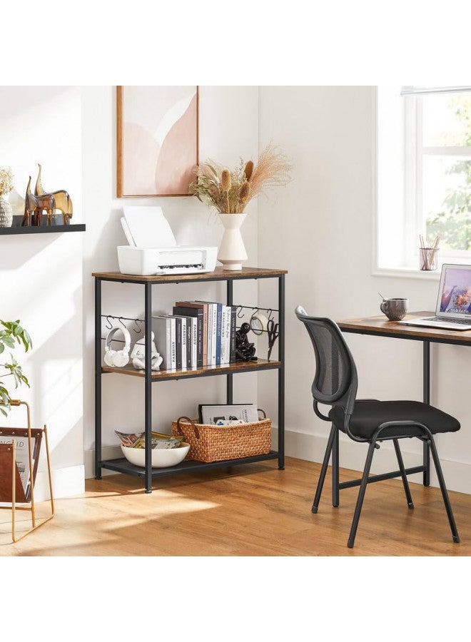 VASAGLE Bakers Rack, Kitchen Shelf, Kitchen Island, Microwave Oven Stand with 3 Open Shelves, 6 Hooks, Metal Frame, 15.7 x 31.5 x 35.4 Inches, Industrial, Rustic Brown and Black UKKI002B01 - Image 4