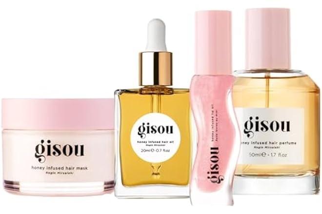 Gisou 4-Piece Set HONEY GLOSS HYDRATION HEROES， HSH SHINE POR HAIR & LIPS - Image 1