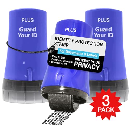 Plus Guard Your ID Confidential Security Roller Set Advanced 2.0 for Identity Theft Protection Redacting (Regular 3-Pack, Blue) - Image 1