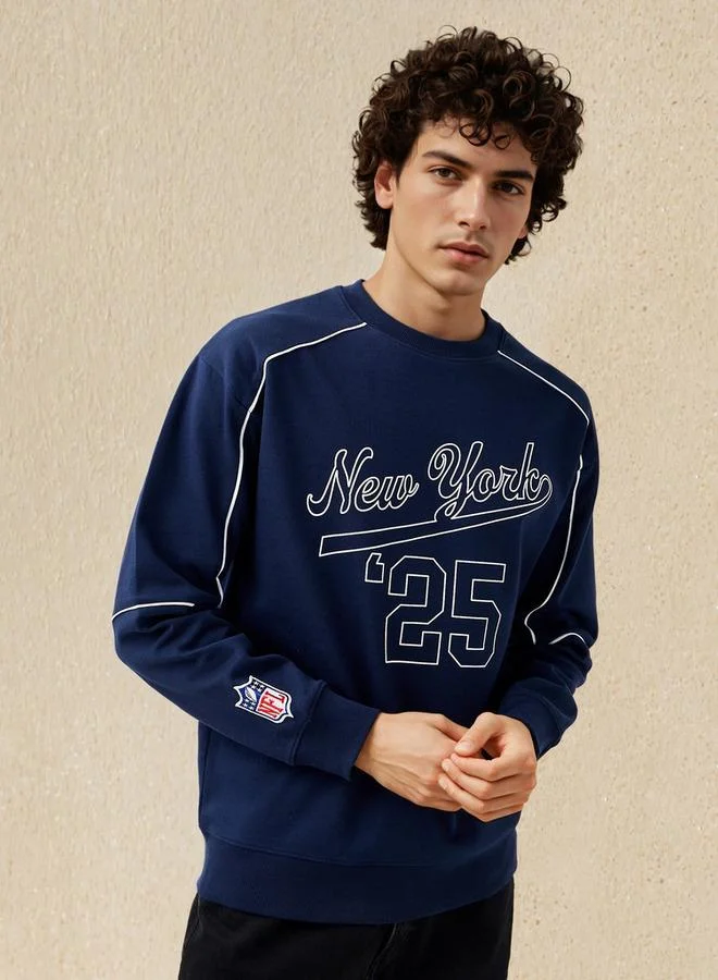 SP Characters Men Regular Fit New York Giants Print Sweatshirt