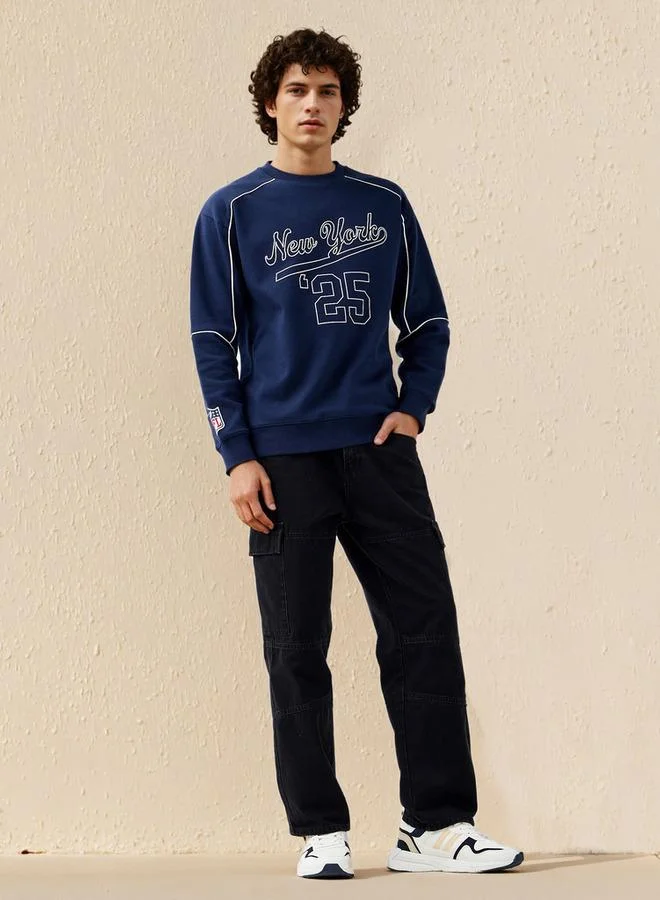 SP Characters Men Regular Fit New York Giants Print Sweatshirt