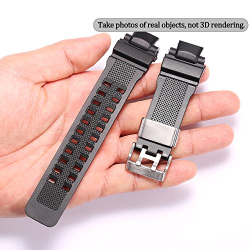 MCXGL Resin Strap Compatible with Casio GA-1000 GW-A1000 GW-A1100 G-1400 Men's Sports Waterproof Rubber Watch Band Stainless Steel Loop Replacement Bracelet - Image 5