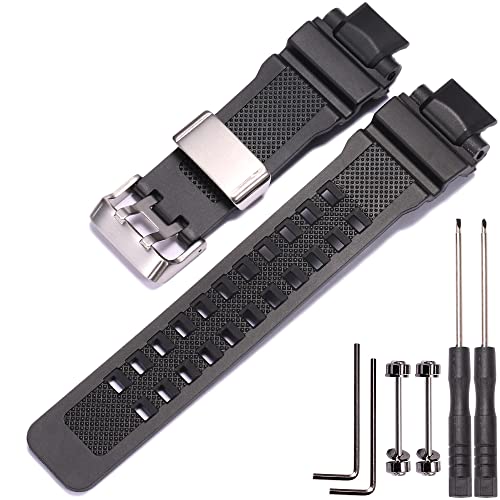 MCXGL Resin Strap Compatible with Casio GA-1000 GW-A1000 GW-A1100 G-1400 Men's Sports Waterproof Rubber Watch Band Stainless Steel Loop Replacement Bracelet - Image 1