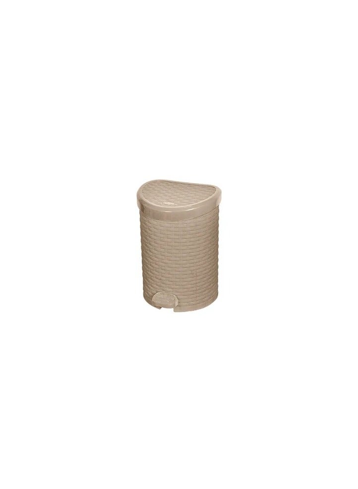 Large Rattan Wastebasket Beige Crescent and Silver 6221999653051B6221999653051