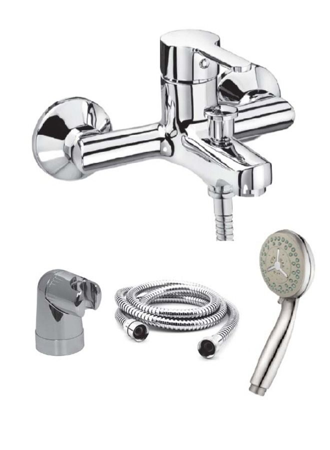 BURG Wall Mounted Single Lever Bath Shower Mixer Silver - Image 1