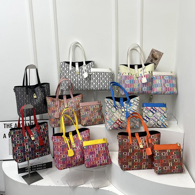 Women'S Bag Style Personality Set Large Tote Bag Fashion Simple Handbag Crossbody Bucket Bag Color-Blocking Design - Image 5