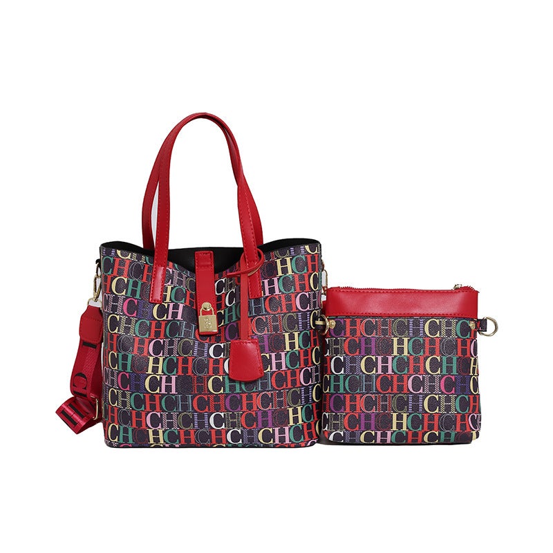 Women'S Bag Style Personality Set Large Tote Bag Fashion Simple Handbag Crossbody Bucket Bag Color-Blocking Design - Image 1
