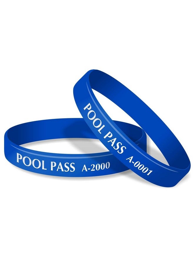 SmartSign (100-Pack) Adults Pool Pass Silicone Wristbands With Consecutive Numbering, Prefix A, 1/16 Inch Silicone Bracelet Band, 8“ L X 0.5“ W X 0.06“, Blue And White, Usa-Made  - Image 1