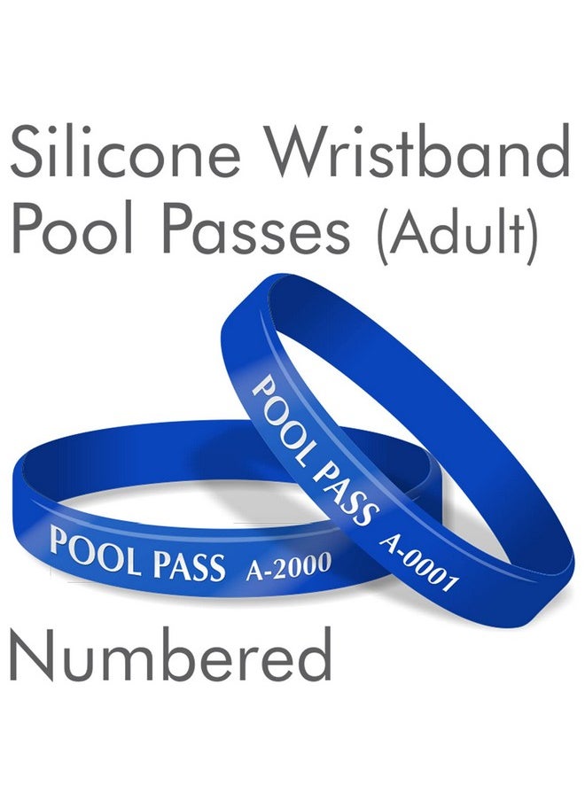 SmartSign (100-Pack) Adults Pool Pass Silicone Wristbands With Consecutive Numbering, Prefix A, 1/16 Inch Silicone Bracelet Band, 8“ L X 0.5“ W X 0.06“, Blue And White, Usa-Made  - Image 4