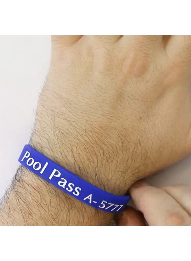 SmartSign (100-Pack) Adults Pool Pass Silicone Wristbands With Consecutive Numbering, Prefix A, 1/16 Inch Silicone Bracelet Band, 8“ L X 0.5“ W X 0.06“, Blue And White, Usa-Made  - Image 5