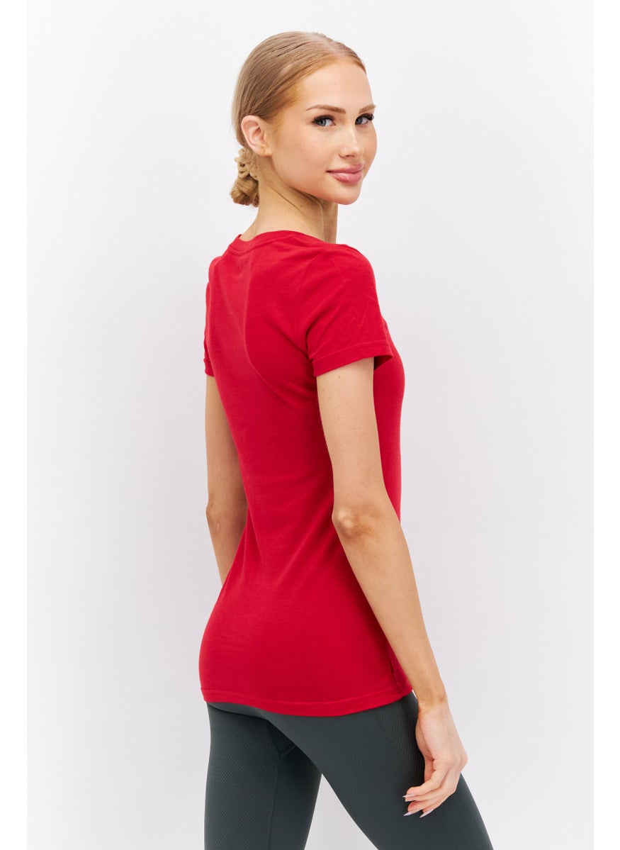 Reebok Women Sportswear Fit Short Sleeves Outdoor Top, Red  - Image 3