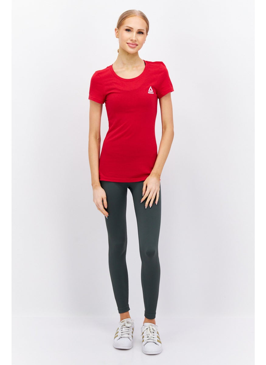 Reebok Women Sportswear Fit Short Sleeves Outdoor Top, Red  - Image 2