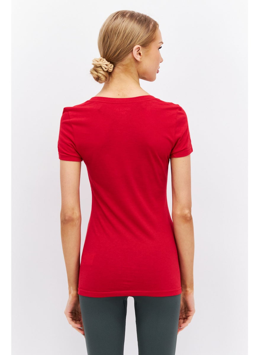 Reebok Women Sportswear Fit Short Sleeves Outdoor Top, Red  - Image 4
