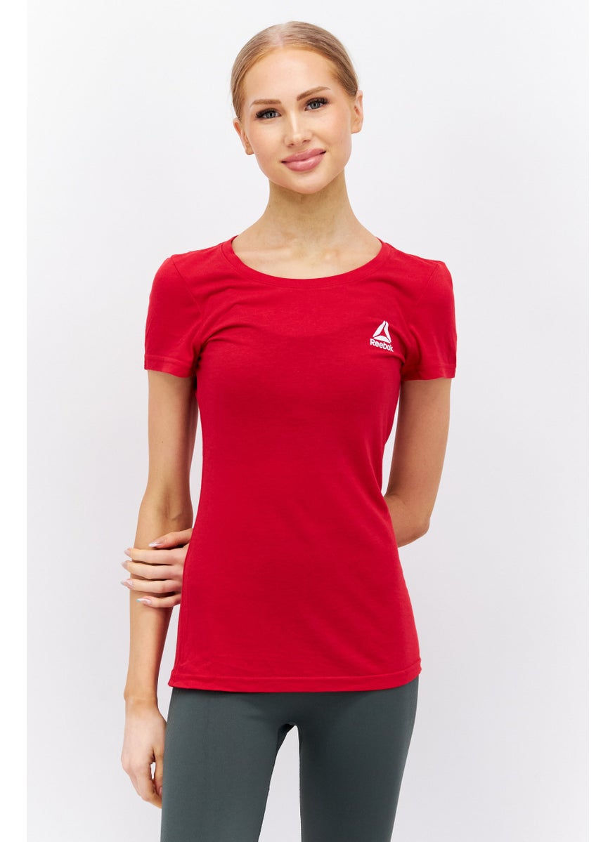 Reebok Women Sportswear Fit Short Sleeves Outdoor Top, Red  - Image 1
