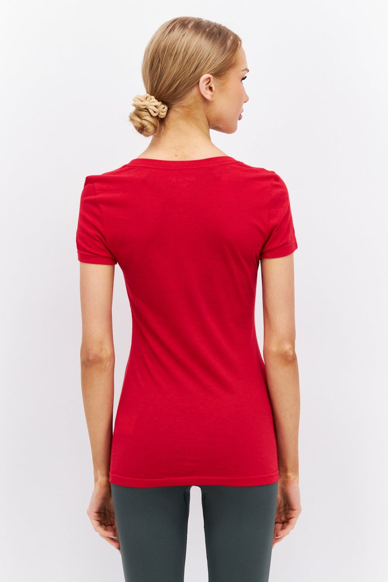 Reebok Women Sportswear Fit Short Sleeves Outdoor Top, Red - Image 4
