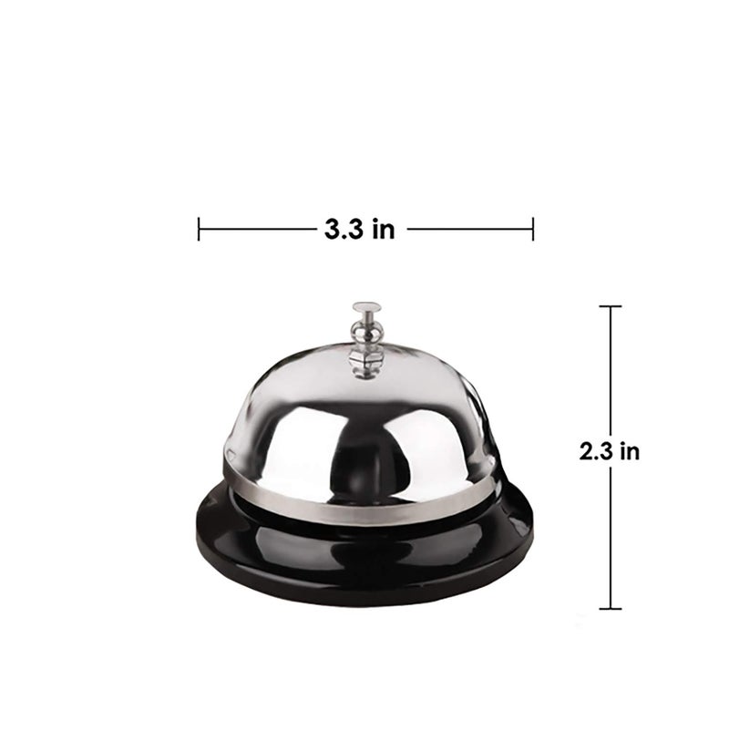 HeeYaa Call Bell 2 Packs 3.3 Inch Diameter with Metal Anti-Rust Construction, Desk Bell for Hotels, Schools, Restaurants, Reception Areas, Hospitals, Warehouses(Silver) - Image 2