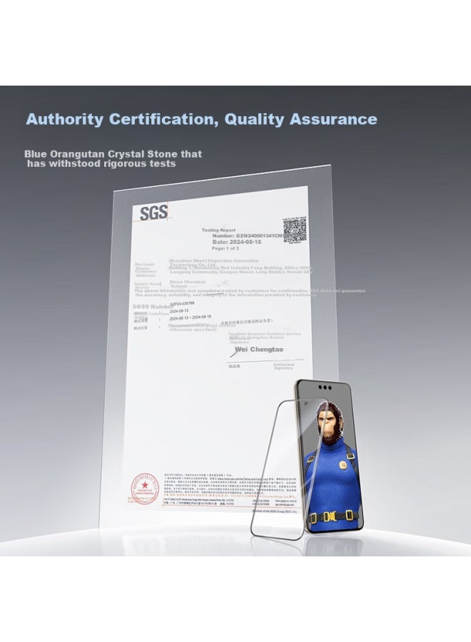 Blueo حماية شاشة زجاجية مقسّاة من بلو غوريلا باللون الأزرق لهواوي ميت 70 برو/70 برو+ وميت 70 آر إس، فيلم حماية هاتف محمول عالي الوضوح ومضاد للصدمات وخالي من الغبار - Image 3