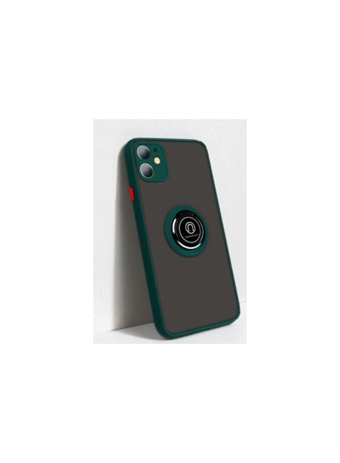 iPhone 12 Case, Protective Back Cover Ring with Magnet Case for iPhone 12 Green 6.1"