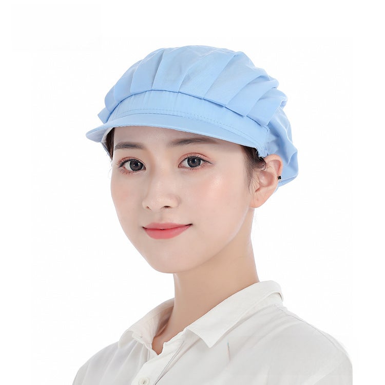 Breathable Chef Cap Dustproof Kitchen Work Hat for WomenSky Blue full cloth Sky Blue full cloth 