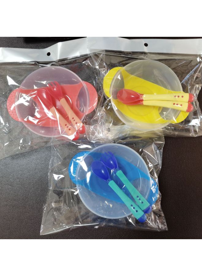 Factory Wholesale Baby Sucker Bowl Suit Non-slip Drop-resistant Baby Bowl With Temperature Spoon Baby Training Bowl Big Suction-Specifications:Sucker Bowl Suit OPP Bag Blue - Image 4