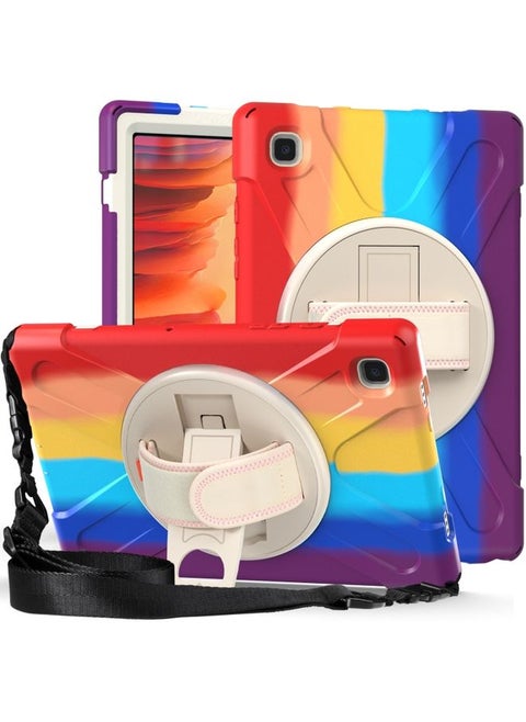 Case Cover For Samsung Galaxy Tab A7 10.4 2020 T500 / T505 Shockproof Colorful Silicone + PC Protective Case with Holder & Shoulder Strap & Hand Strap Red