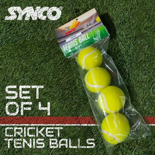 Synco Cricket Tournament Rubber Tennis Ball | Combo Pack of 4 | Color-Neon (Heavy Tennis Ball) - Image 4