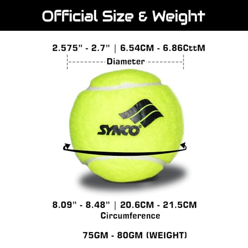 Synco Cricket Tournament Rubber Tennis Ball | Combo Pack of 4 | Color-Neon (Heavy Tennis Ball) - Image 3