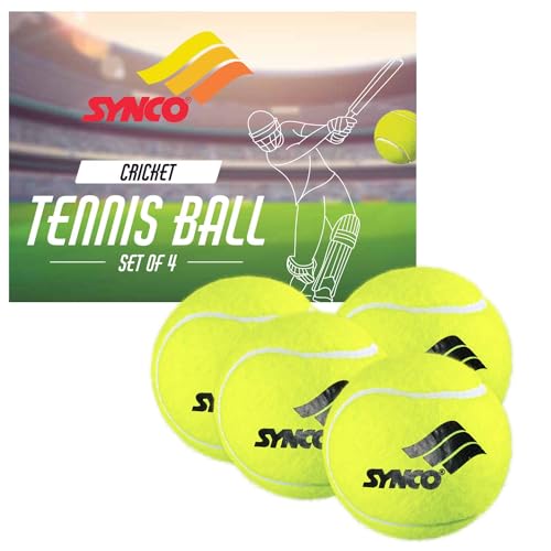 Synco Cricket Tournament Rubber Tennis Ball | Combo Pack of 4 | Color-Neon (Heavy Tennis Ball) - Image 1