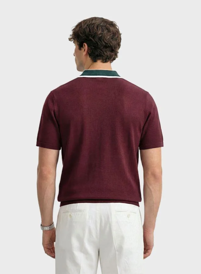 ذا انديان كراج كو Men Slim Fit Textured Polo Neck Half Sleeves Polo T-Shirt