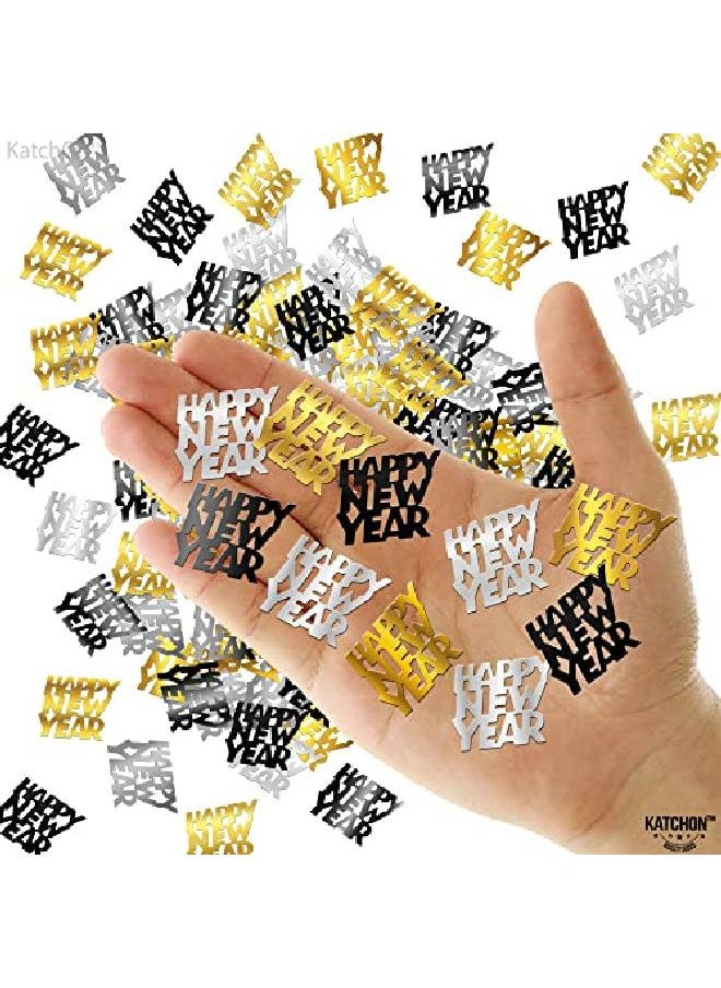 KATCHON Black Gold Happy New Year Confetti 1.8 Ounce | Silver And Black New Years Confetti 2022 For New Years Eve Party Supplies 2022 | Happy New Year Decorations 2022 | Nye 2022 Confetti For Table Decor  - Image 5