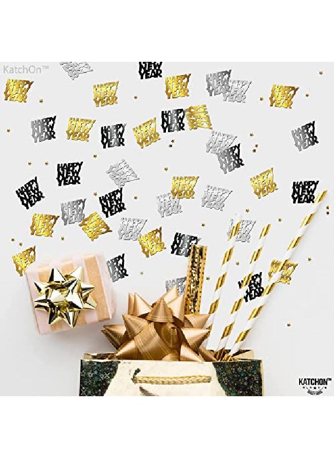 KATCHON Black Gold Happy New Year Confetti 1.8 Ounce | Silver And Black New Years Confetti 2022 For New Years Eve Party Supplies 2022 | Happy New Year Decorations 2022 | Nye 2022 Confetti For Table Decor  - Image 3