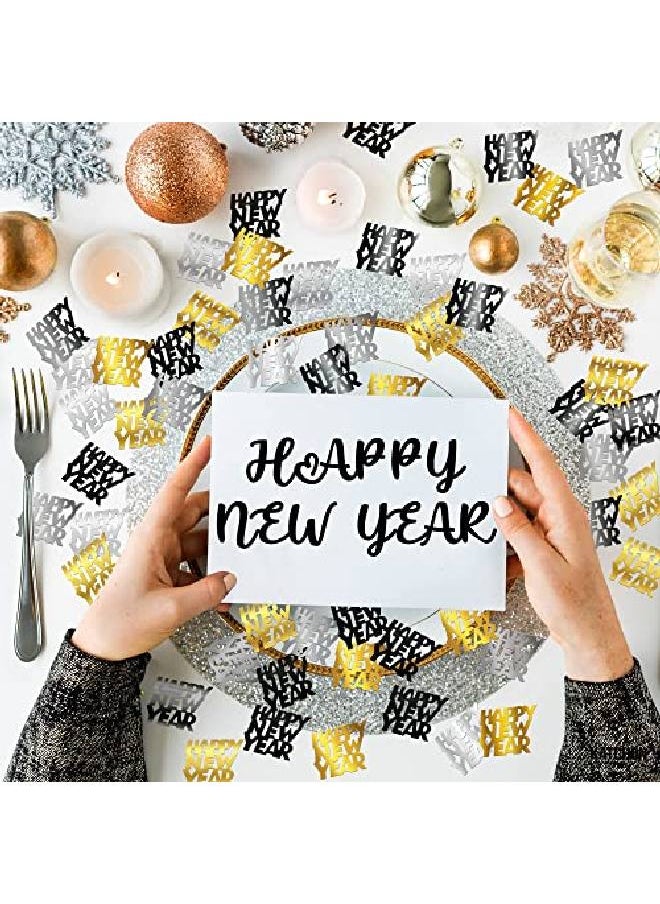 KATCHON Black Gold Happy New Year Confetti 1.8 Ounce | Silver And Black New Years Confetti 2022 For New Years Eve Party Supplies 2022 | Happy New Year Decorations 2022 | Nye 2022 Confetti For Table Decor  - Image 2