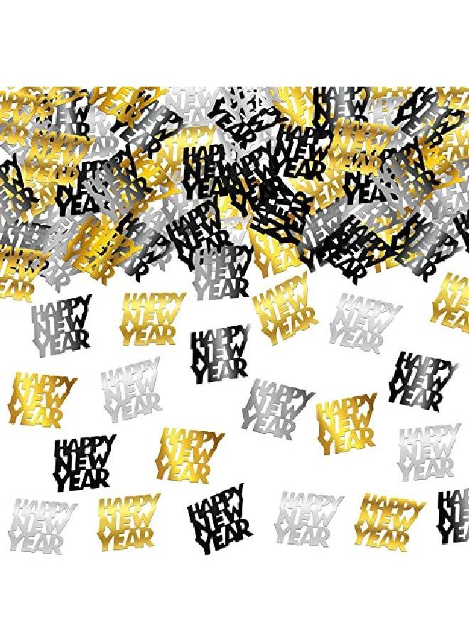 KATCHON Black Gold Happy New Year Confetti 1.8 Ounce | Silver And Black New Years Confetti 2022 For New Years Eve Party Supplies 2022 | Happy New Year Decorations 2022 | Nye 2022 Confetti For Table Decor  - Image 1