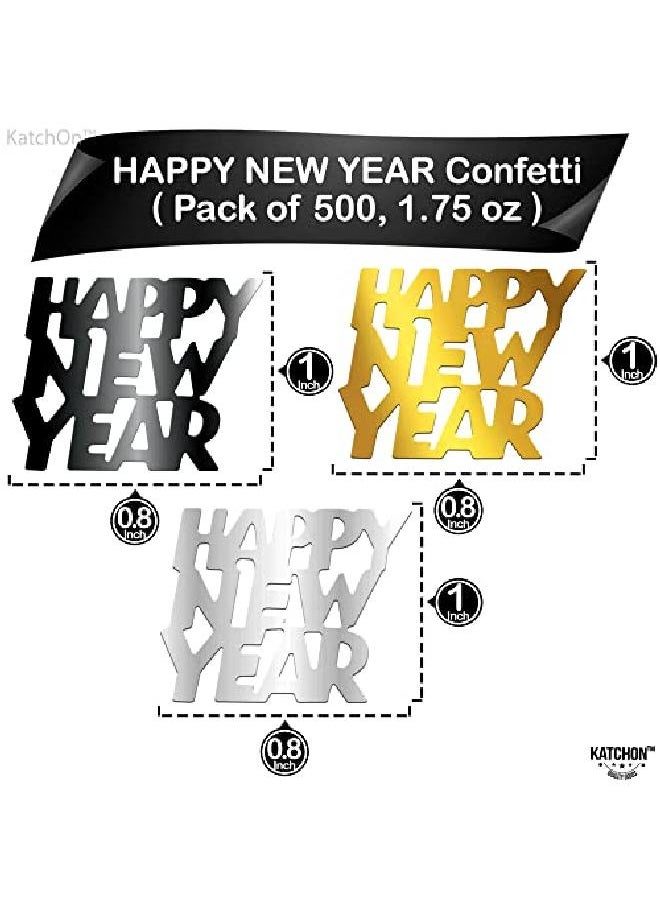 KATCHON Black Gold Happy New Year Confetti 1.8 Ounce | Silver And Black New Years Confetti 2022 For New Years Eve Party Supplies 2022 | Happy New Year Decorations 2022 | Nye 2022 Confetti For Table Decor  - Image 4