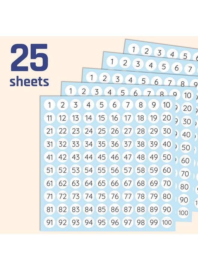 TownStix 25 Sheets 1 To 100 Number Stickers Labels 0.4 Round Pack Of 2500 - Image 4