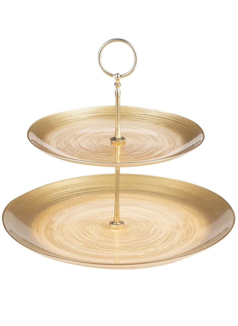 Hic Glass serving plate 2 floors 28 cm gold color 