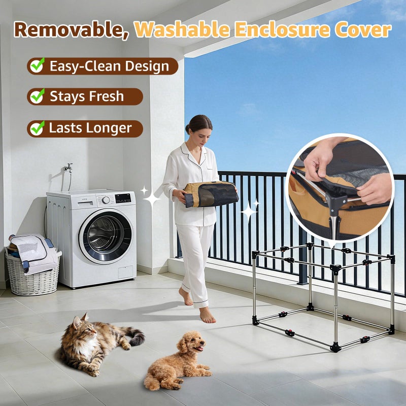 LOOBANI Foldable Dog Playpen for Small Dogs- Indoor/Outdoor Puppy Playpen with Removable Washable Fabric Enclosure, Sturdy Steel Frame & 690D Oxford Cloth,Portable Crate for Puppies & Cats,32"x24"x22" - Image 4
