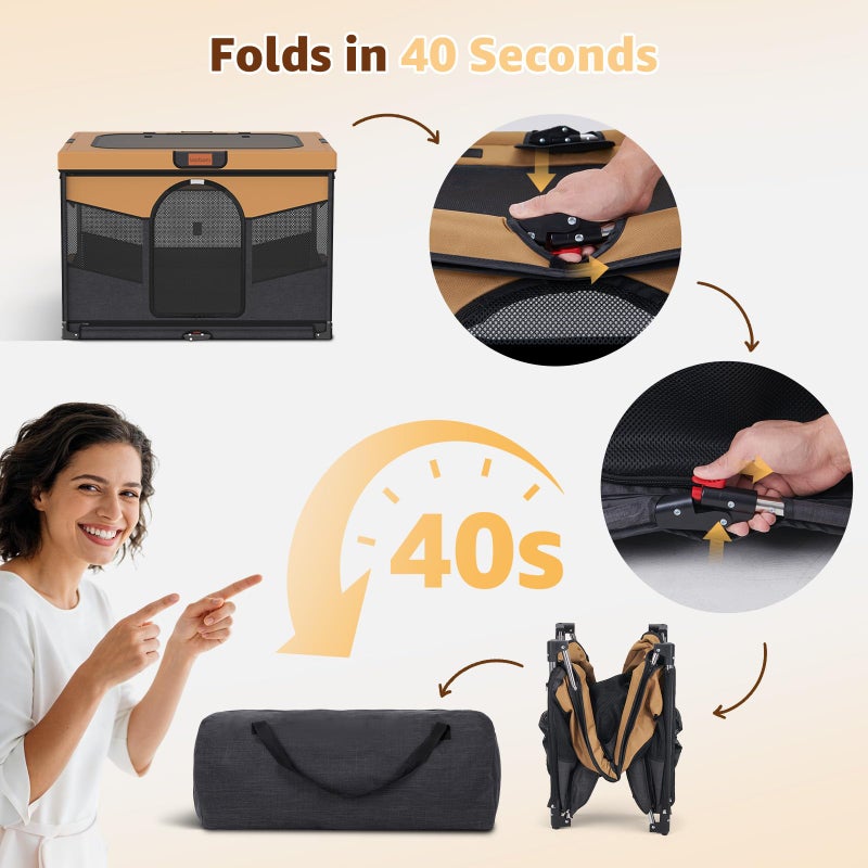 LOOBANI Foldable Dog Playpen for Small Dogs- Indoor/Outdoor Puppy Playpen with Removable Washable Fabric Enclosure, Sturdy Steel Frame & 690D Oxford Cloth,Portable Crate for Puppies & Cats,32"x24"x22" - Image 5