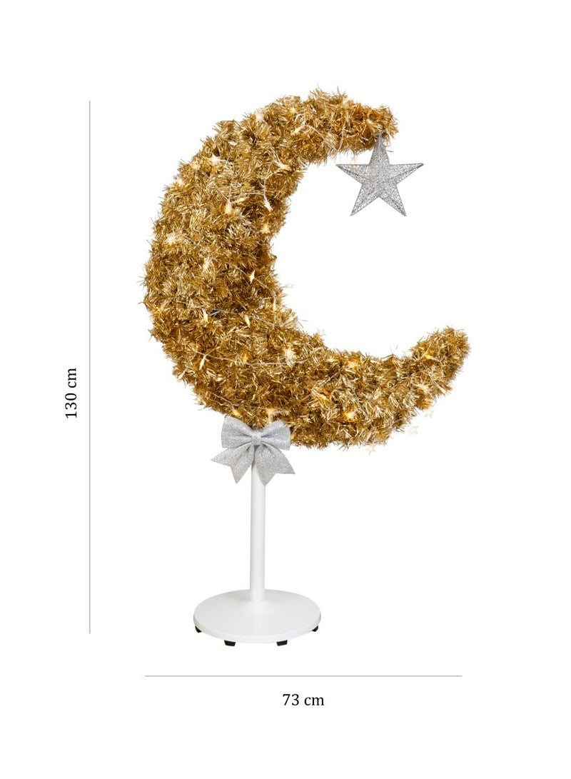 هلالفل حامل شجرة هلال ذهبي مزخرف بإضاءة LED | ديكور داخلي معدني لغرفة النوم، غرفة المعيشة، القاعة | مثالي لرمضان، العيد، حفلات الزفاف، الذكرى السنوية | ارتفاع ١٢٠ سم - Image 2