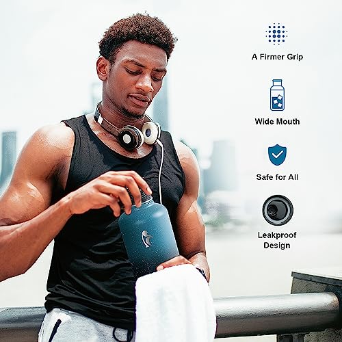 Coolflask 64 oz Water Bottle Insulated with Straw&3 Lids, Half Gallon Water Jug Galaxy Large Metal Stainless Steel Vacuum Flask for Gym, Sports and Travel, Keep Cold 48H Hot 24H,Turquoise - Image 5