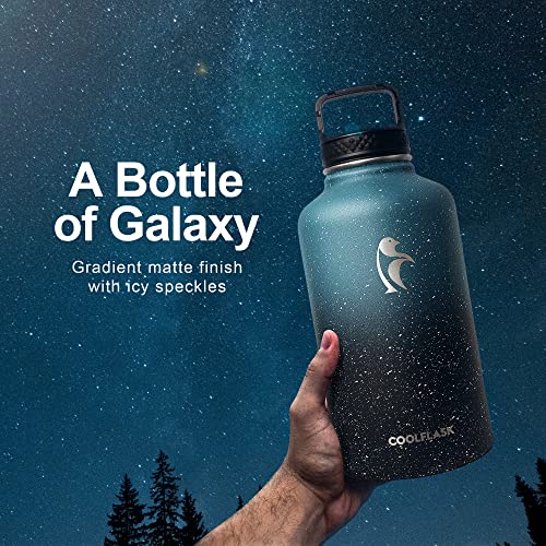 Coolflask 64 oz Water Bottle Insulated with Straw&3 Lids, Half Gallon Water Jug Galaxy Large Metal Stainless Steel Vacuum Flask for Gym, Sports and Travel, Keep Cold 48H Hot 24H,Turquoise - Image 2